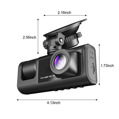 HD 1080P Triple-Lens Dash Cam - Front, Cabin, and Rear Coverage with Parking Sensor & Night Vision