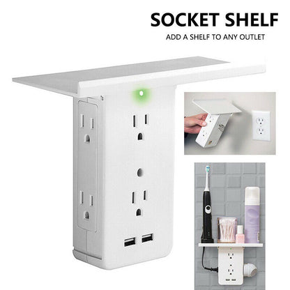US 8 Port Electrical Socket Shelf Home Wall Outlet Surge Protector Washroom Multifunctional Socket With Shelf